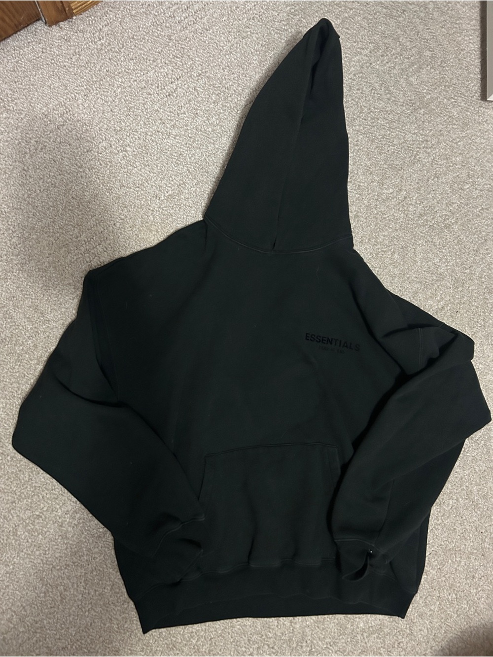 ESSENTIALS Black Logo Sweatshirt - Minimal Raised Lettering- Size L
